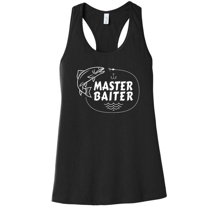 Mens Master Baiter Shirt Funny Fishing Fisherman Joke Dad Grandpa Women's Racerback Tank