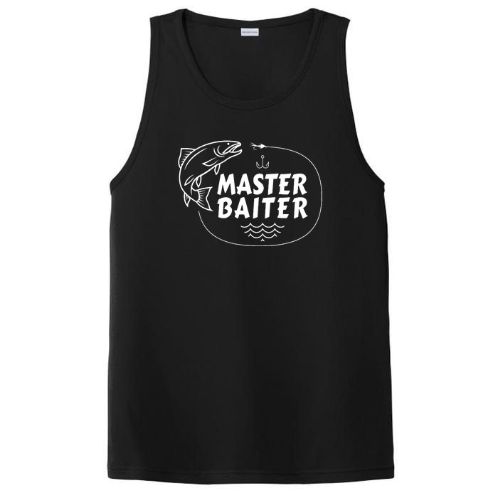 Mens Master Baiter Shirt Funny Fishing Fisherman Joke Dad Grandpa PosiCharge Competitor Tank