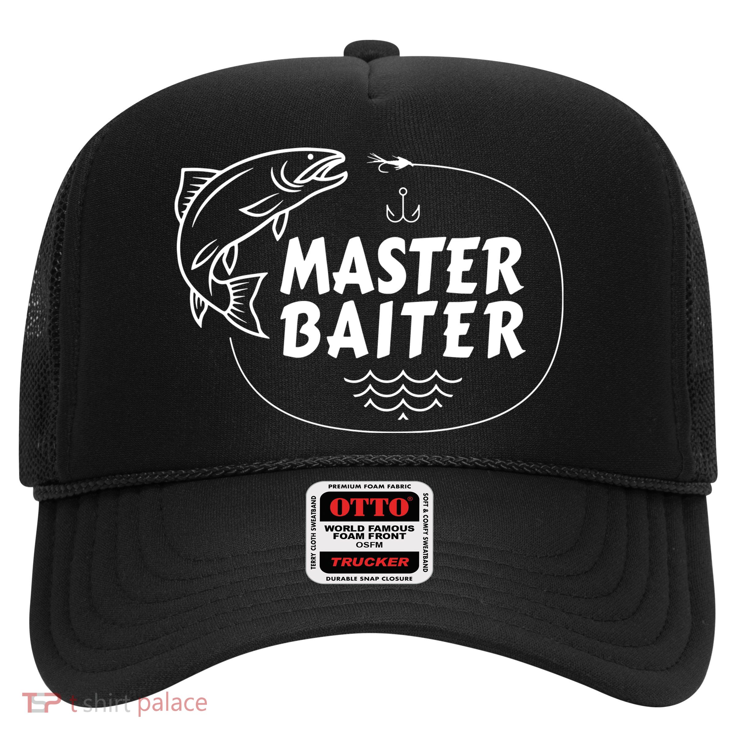 Mens Master Baiter Shirt Funny Fishing Fisherman Joke Dad Grandpa Trucker Hat