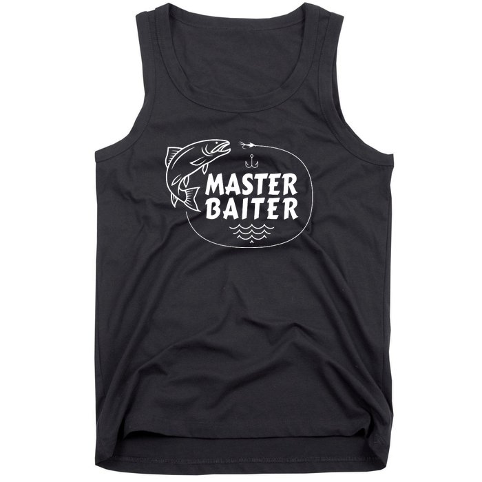 Mens Master Baiter Shirt Funny Fishing Fisherman Joke Dad Grandpa Tank Top