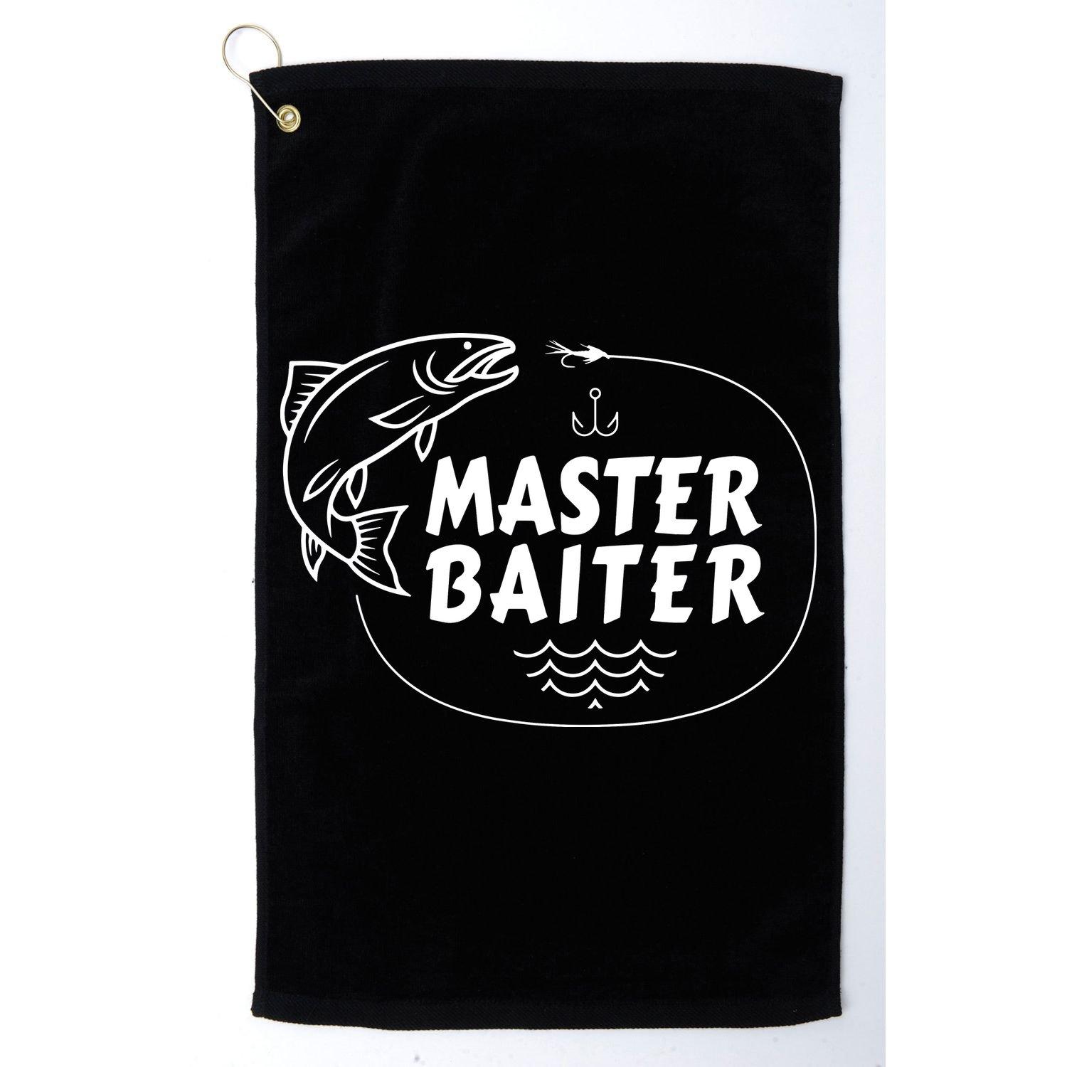 Mens Master Baiter Shirt Funny Fishing Fisherman Joke Dad Grandpa Golf Towel