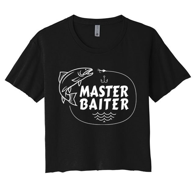 Mens Master Baiter Shirt Funny Fishing Fisherman Joke Dad Grandpa Crop Top