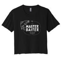 Mens Master Baiter Shirt Funny Fishing Fisherman Joke Dad Grandpa Women's Crop Top Tee