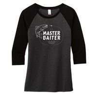 Mens Master Baiter Shirt Funny Fishing Fisherman Joke Dad Grandpa Women's Tri-Blend 3/4-Sleeve Raglan Shirt