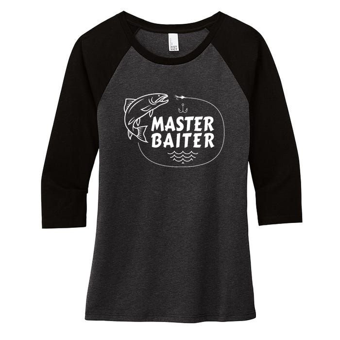 Mens Master Baiter Shirt Funny Fishing Fisherman Joke Dad Grandpa Women's Tri-Blend 3/4-Sleeve Raglan Shirt