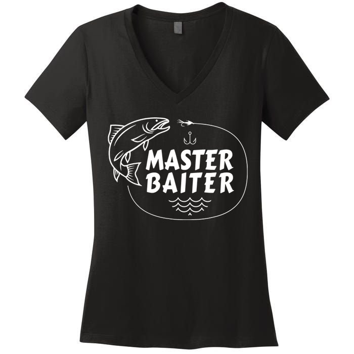 Mens Master Baiter Shirt Funny Fishing Fisherman Joke Dad Grandpa Women's V-Neck T-Shirt