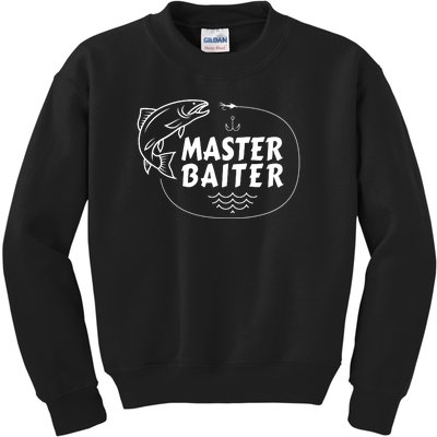 Mens Master Baiter Shirt Funny Fishing Fisherman Joke Dad Grandpa Kids Sweatshirt