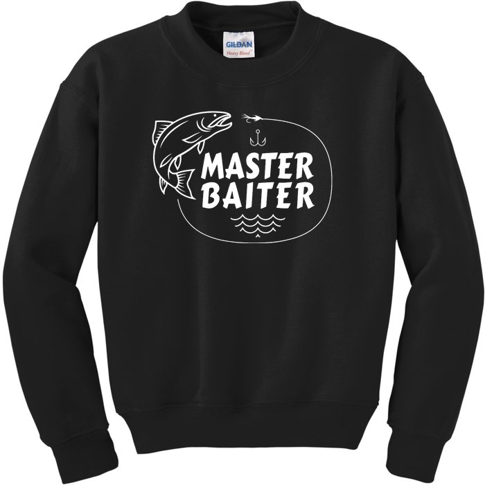 Mens Master Baiter Shirt Funny Fishing Fisherman Joke Dad Grandpa Kids Sweatshirt