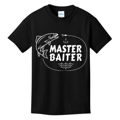 Mens Master Baiter Shirt Funny Fishing Fisherman Joke Dad Grandpa Kids T-Shirt