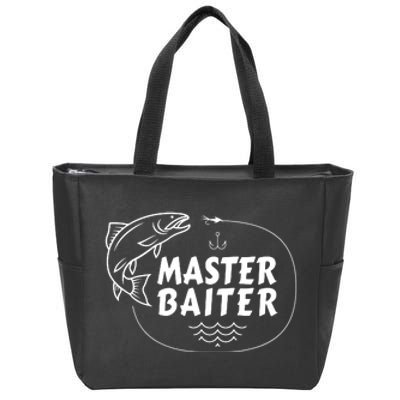 Mens Master Baiter Shirt Funny Fishing Fisherman Joke Dad Grandpa Zip Tote Bag