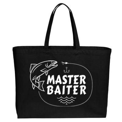 Mens Master Baiter Shirt Funny Fishing Fisherman Joke Dad Grandpa Cotton Canvas Jumbo Tote