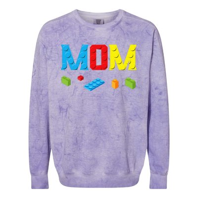 Mom Master Builder Building Bricks Blocks Family Set Parents Colorblast Crewneck Sweatshirt