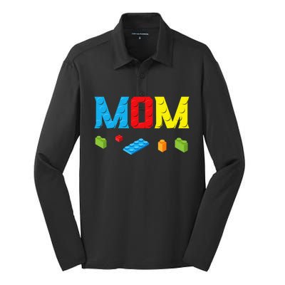 Mom Master Builder Building Bricks Blocks Family Set Parents Silk Touch Performance Long Sleeve Polo