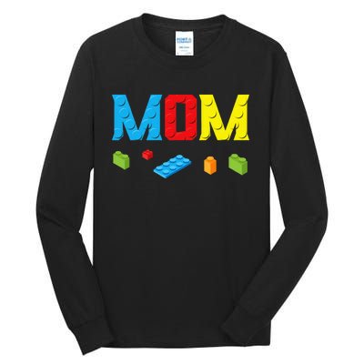 Mom Master Builder Building Bricks Blocks Family Set Parents Tall Long Sleeve T-Shirt