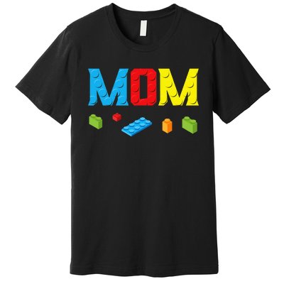 Mom Master Builder Building Bricks Blocks Family Set Parents Premium T-Shirt