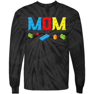 Mom Master Builder Building Bricks Blocks Family Set Parents Tie-Dye Long Sleeve Shirt