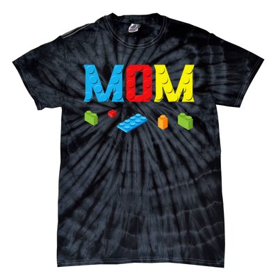 Mom Master Builder Building Bricks Blocks Family Set Parents Tie-Dye T-Shirt