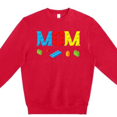 Mom Master Builder Building Bricks Blocks Family Set Parents Premium Crewneck Sweatshirt