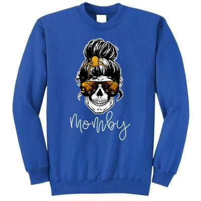 Messy Mom Bun Skull Halloween Mom Life Cool Gift Tall Sweatshirt