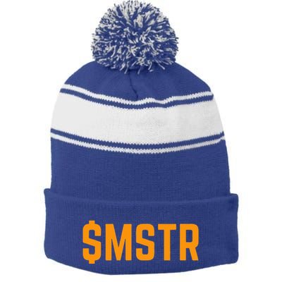 $Mstr Microstrategy Bitcoin Stripe Pom Pom Beanie