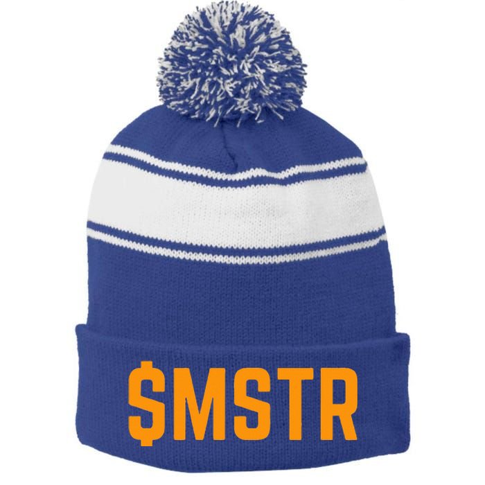 $Mstr Microstrategy Bitcoin Stripe Pom Pom Beanie