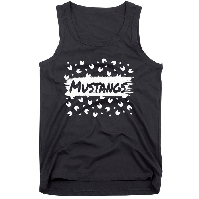 Mustangs Mascot Back To School Spirit Footprint Heart Squad Tank Top