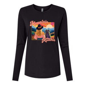 Mountain Muttma Boho Dog Hiking Trail Camping Adventure Womens Cotton Relaxed Long Sleeve T-Shirt