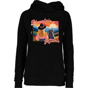 Mountain Muttma Boho Dog Hiking Trail Camping Adventure Womens Funnel Neck Pullover Hood