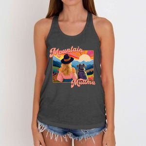 Mountain Muttma Boho Dog Hiking Trail Camping Adventure Women's Knotted Racerback Tank