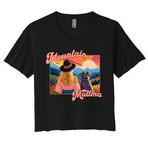 Mountain Muttma Boho Dog Hiking Trail Camping Adventure Women's Crop Top Tee