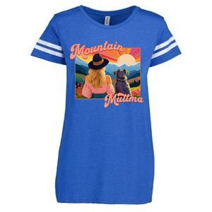 Mountain Muttma Boho Dog Hiking Trail Camping Adventure Enza Ladies Jersey Football T-Shirt