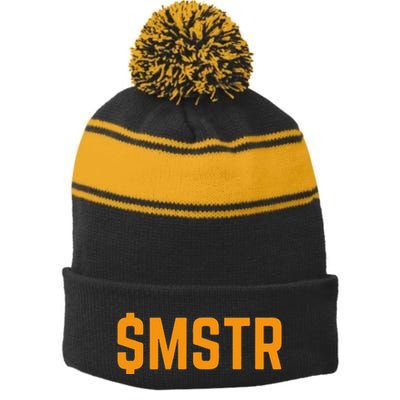 $Mstr Microstrategy Bitcoin Stripe Pom Pom Beanie
