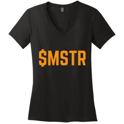 $Mstr Microstrategy Bitcoin Women's V-Neck T-Shirt