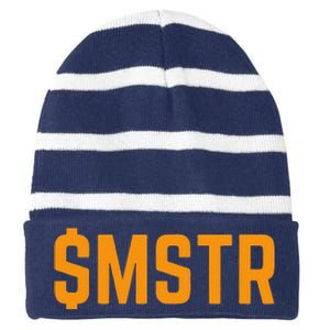 $Mstr Microstrategy Bitcoin Striped Beanie with Solid Band