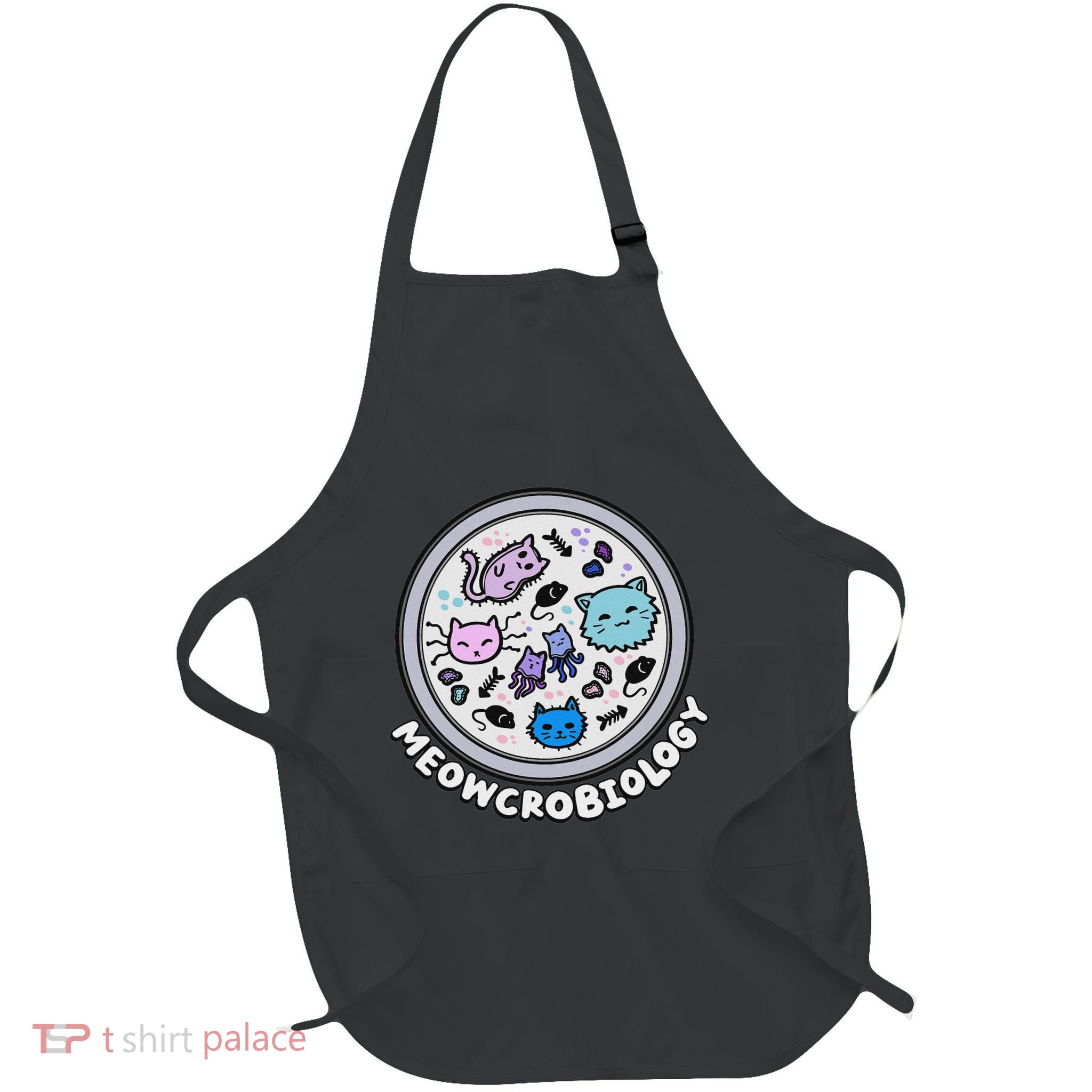 Meowcrobiology Microscopic Cats Science Pet School Biology Full-Length Apron With Pockets
