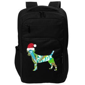 Mixed Media Collage Art Dog Puppy In Santa Hat Merry Ho Ho Meaningful Gift Impact Tech Backpack