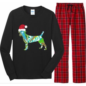 Mixed Media Collage Art Dog Puppy In Santa Hat Merry Ho Ho Meaningful Gift Long Sleeve Pajama Set