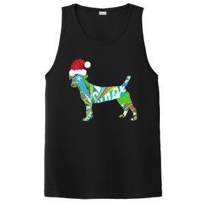 Mixed Media Collage Art Dog Puppy In Santa Hat Merry Ho Ho Meaningful Gift PosiCharge Competitor Tank