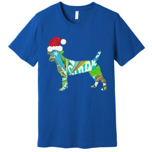 Mixed Media Collage Art Dog Puppy In Santa Hat Merry Ho Ho Meaningful Gift Premium T-Shirt