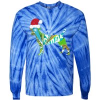 Mixed Media Collage Art Dog Puppy In Santa Hat Merry Ho Ho Meaningful Gift Tie-Dye Long Sleeve Shirt