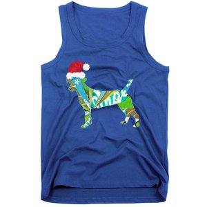 Mixed Media Collage Art Dog Puppy In Santa Hat Merry Ho Ho Meaningful Gift Tank Top