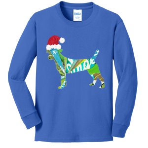 Mixed Media Collage Art Dog Puppy In Santa Hat Merry Ho Ho Meaningful Gift Kids Long Sleeve Shirt