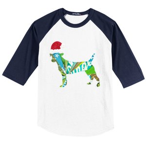 Mixed Media Collage Art Dog Puppy In Santa Hat Merry Ho Ho Meaningful Gift Baseball Sleeve Shirt