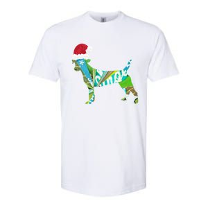 Mixed Media Collage Art Dog Puppy In Santa Hat Merry Ho Ho Meaningful Gift Softstyle CVC T-Shirt