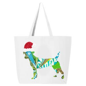 Mixed Media Collage Art Dog Puppy In Santa Hat Merry Ho Ho Meaningful Gift 25L Jumbo Tote