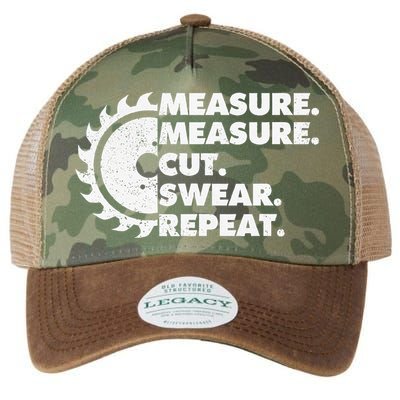 Measure Measure Cut Swear Repeat For Carpenter & Woodworker Legacy Tie Dye Trucker Hat