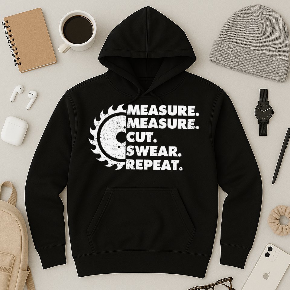 Measure Measure Cut Swear Repeat For Carpenter & Woodworker Hoodie