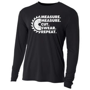 Measure Measure Cut Swear Repeat For Carpenter & Woodworker Cooling Performance Long Sleeve Crew