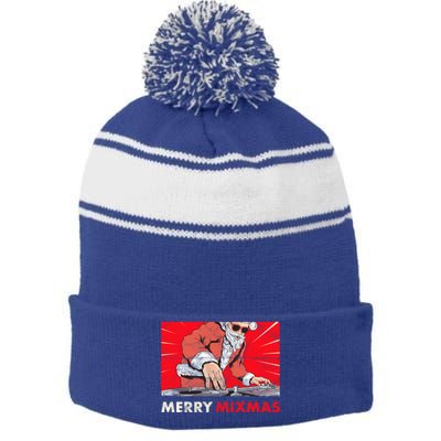 Merry Mixmas Christmas Synthesizer Analog Synth Techno Xmas Meaningful Gift Stripe Pom Pom Beanie