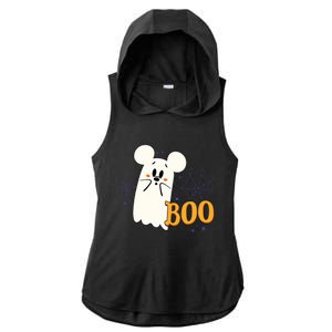 Mickey Mouse Cute Little Ghost Boo Halloween Ladies PosiCharge Tri-Blend Wicking Draft Hoodie Tank